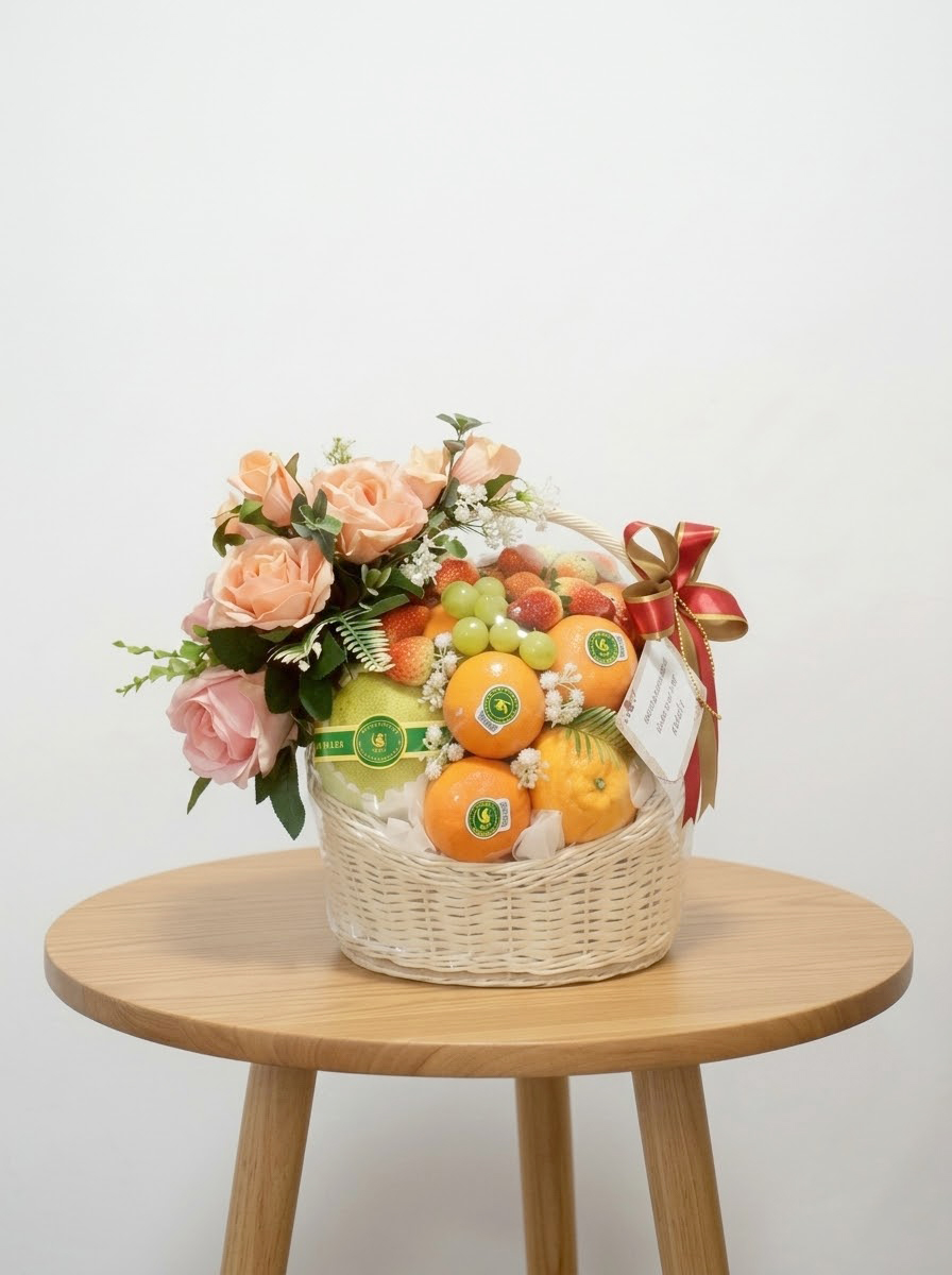 F&F - 02 กระเช้าหวายขนาดกลาง